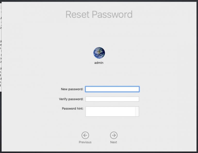 macos recovery mode reset password