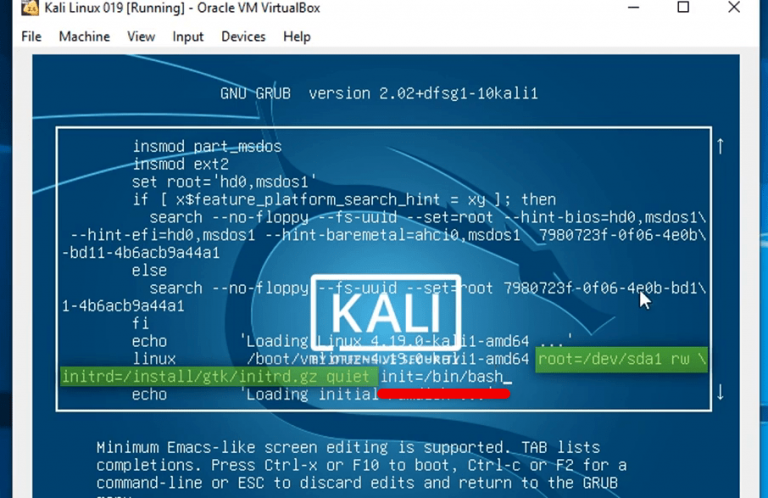 kali linux virtualbox image password and username
